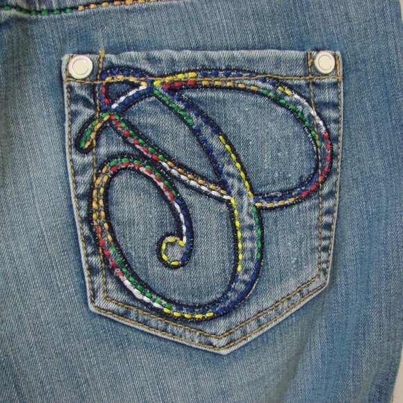 Vintage Y2K Coogi Jean Shorts Bermuda Distressed Colourful Pride Rainbow 7 8 - Picture 15 of 16